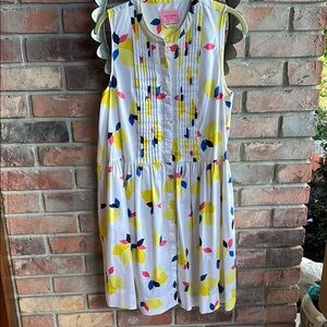 Kate Spade White Midi Dress with Yellow and Blue Accents